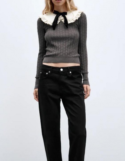 Replica Sweet Doll Collar Long Sleeve Sweater Top Long Sleeve Doll Collar #795461 $47.32 USD for Wholesale