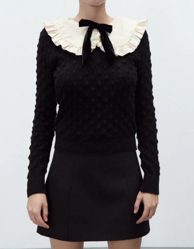 Replica Sweet Doll Collar Long Sleeve Sweater Top Long Sleeve Doll Collar #795461 $47.32 USD for Wholesale