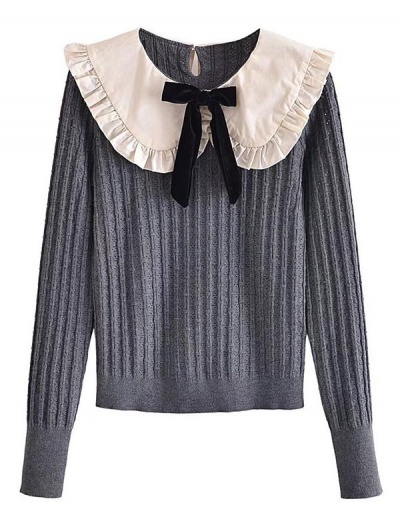 Replica Sweet Doll Collar Long Sleeve Sweater Top Long Sleeve Doll Collar #795461 $47.32 USD for Wholesale