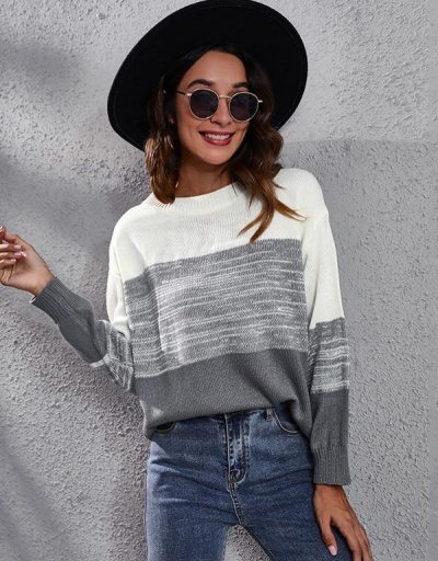 Loose Contrast Color Long Sleeve Pullover Sweater Long Sleeve Crew Neck #795465 $26.07 USD, Wholesale Fashion Sweaters &amp; Cardigans