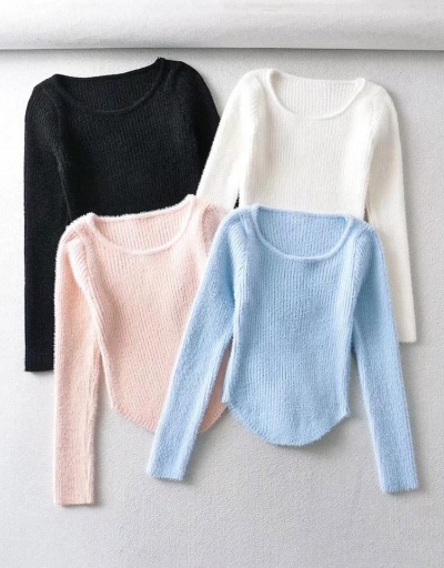  Loose Crew Neck Solid Long Sleeve Pullover Sweater Long Sleeve Crew Neck #795468 $37.70 USD, Wholesale Fashion Sweaters &amp; Cardigans