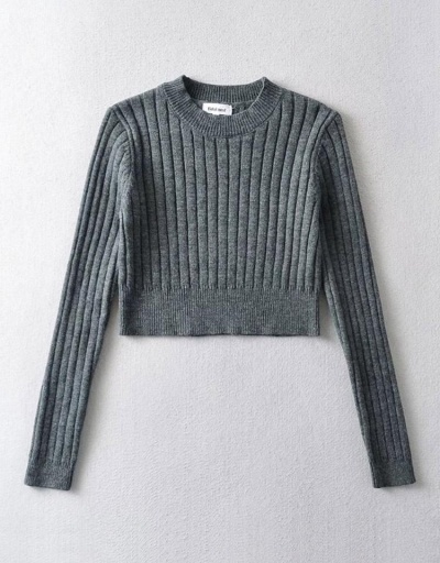 Replica New Arrival Solid Fitted Cropped Pullover Sweater Long Sleeve Crew Neck #795469 $30.35 USD for Wholesale