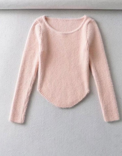 Replica Scoop Neck Solid Knitted Long Sleeve Sweater Long Sleeve Scoop Neck #795471 $35.75 USD for Wholesale