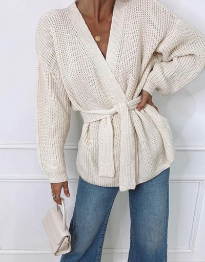 Replica V Neck Solid Loose Sweater For Women Long Sleeve V Neck #795473 $36.86 USD for Wholesale