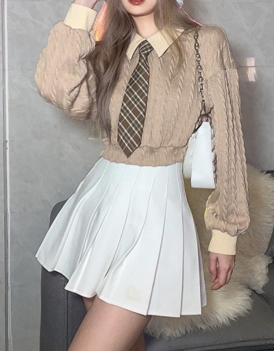 Replica College Long Sleeve Trendy Sweater For Women Long Sleeve Turndown Collar #795475 $26.50 USD for Wholesale