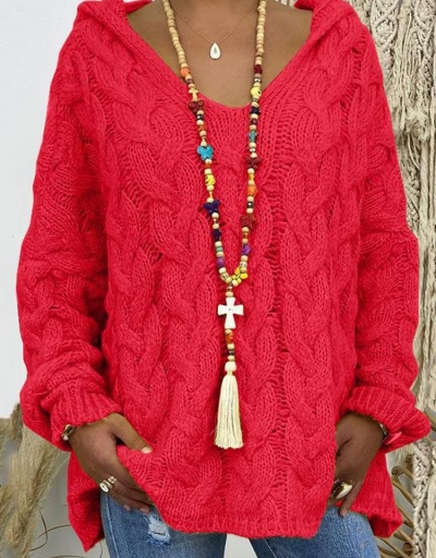 Replica Chunky Knitted Solid Hooded Long Sleeve Sweater Long Sleeve Hooded Collar #795477 $24.57 USD for Wholesale