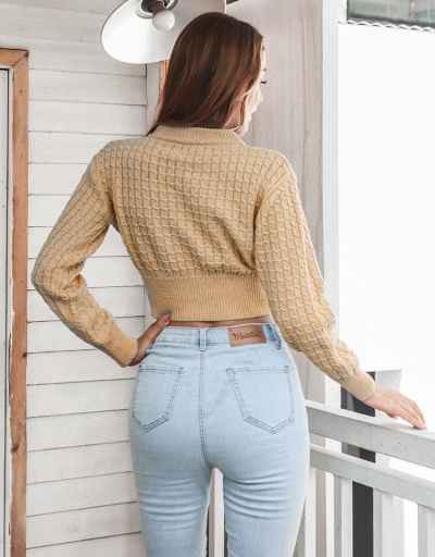 Replica Autumn Solid Plain Cropped Sweater For Women Short Sleeve Crew Neck #795481 $22.75 USD for Wholesale