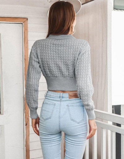 Replica Knitted Solid Casual Cropped Pullover Sweater Long Sleeve Crew Neck #795482 $24.57 USD for Wholesale