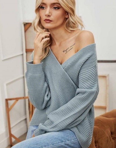 Replica Casual V Neck Irregular Sweater For Women Long Sleeve V Neck #795487 $32.17 USD for Wholesale