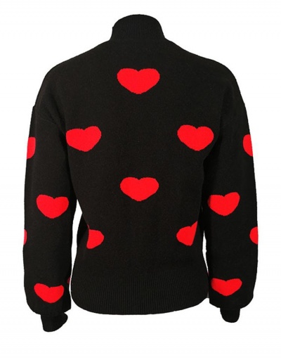 Replica Chic Heart Pattern Long Sleeve Pullover Sweater Long Sleeve Turtle/High Neck #795488 $32.26 USD for Wholesale