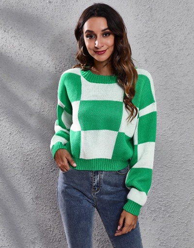 Replica Easy Matching Contrast Color Loose Sweater For Women Long Sleeve Crew Neck #795490 $26.07 USD for Wholesale