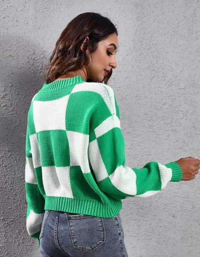 Replica Easy Matching Contrast Color Loose Sweater For Women Long Sleeve Crew Neck #795490 $26.07 USD for Wholesale