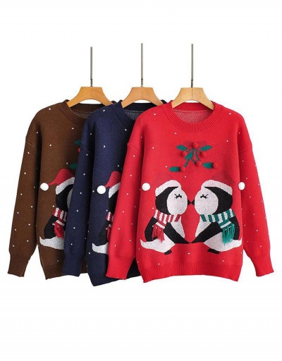 Crew Neck Penguin Pattern Long Sweater Long Sleeve Crew Neck #795497 $31.56 USD, Wholesale Fashion Sweaters &amp; Cardigans