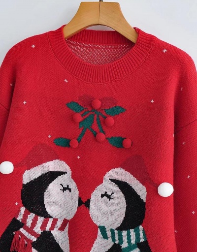 Replica Crew Neck Penguin Pattern Long Sweater Long Sleeve Crew Neck #795497 $31.56 USD for Wholesale