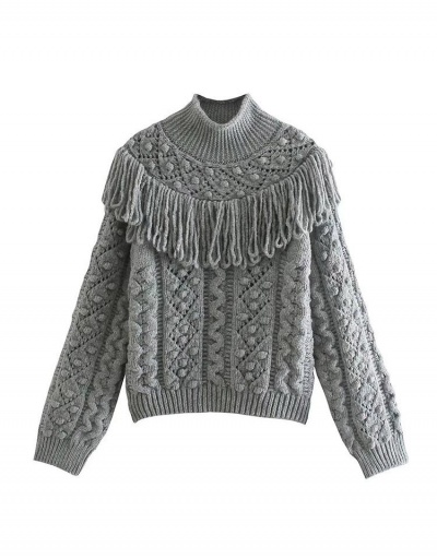 Replica Pure Turtle Neck Knitting Tassel Pullover Sweater Long Sleeve Turtle/High Neck #795500 $46.03 USD for Wholesale