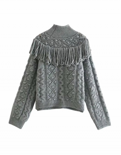 Replica Pure Turtle Neck Knitting Tassel Pullover Sweater Long Sleeve Turtle/High Neck #795500 $46.03 USD for Wholesale