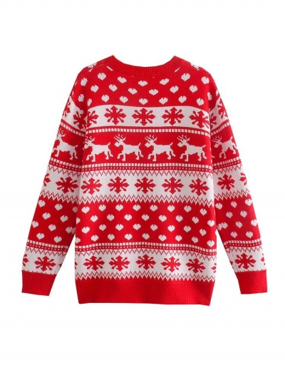 Replica Cute Printed Long Sleeve Christmas Sweater Long Sleeve Crew Neck #795501 $43.39 USD for Wholesale