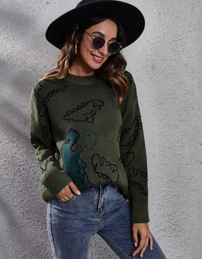 Replica Dinosaur Cartoon Fashion Autumn Knitting Sweater Long Sleeve Crew Neck #795504 $27.89 USD for Wholesale