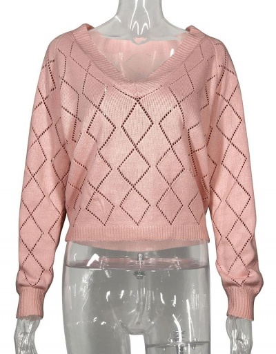 Replica Geometric Design Long Sleeve V Neck Ladies Sweater Long Sleeve V Neck #795506 $29.70 USD for Wholesale