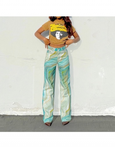 Designer Ripple Printed Loose High Waist Jeans  #795512 $28.15 USD, Wholesale Fashion Jeans