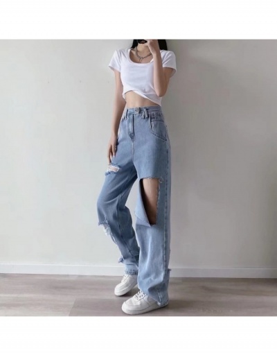 New Pure Color Ripped Women's Jeans #795521 $49.14 USD, Wholesale Fashion Jeans