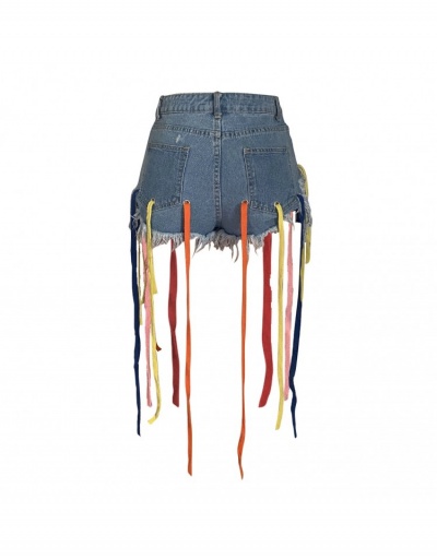 Replica Nightclub Fashion Tassels Patchwork  Denim Shorts #795525 $30.35 USD for Wholesale