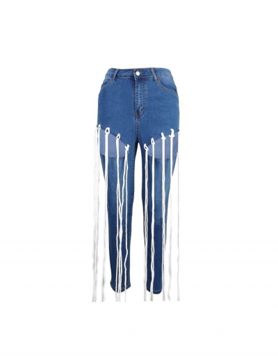 Replica Fashion Casual Hollow Out Tassels Women Jeans #795531 $30.88 USD for Wholesale