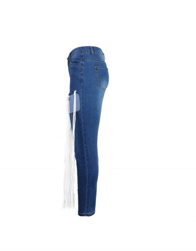 Replica Fashion Casual Hollow Out Tassels Women Jeans #795531 $30.88 USD for Wholesale