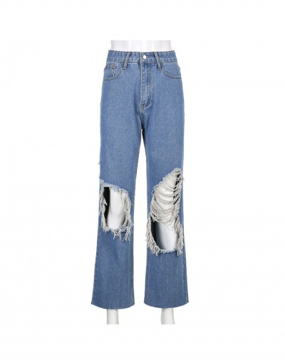 Replica  Ripped Cut Out Wide Leg Jeans For Women #795532 $23.61 USD for Wholesale