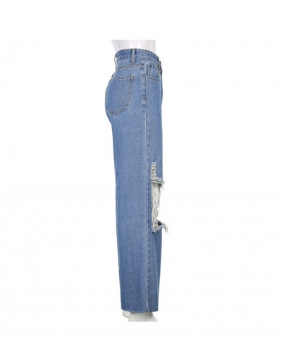 Replica  Ripped Cut Out Wide Leg Jeans For Women #795532 $23.61 USD for Wholesale