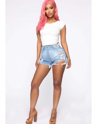 Sexy Summer Blue Straight Ripped Denim Shorts #795533 $20.03 USD, Wholesale Fashion Jeans