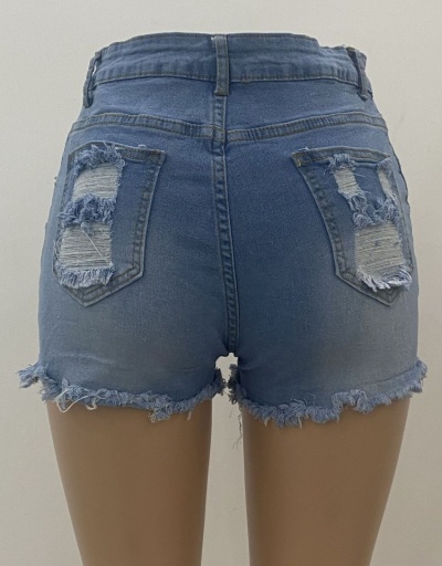 Replica Sexy Summer Blue Straight Ripped Denim Shorts #795533 $20.03 USD for Wholesale