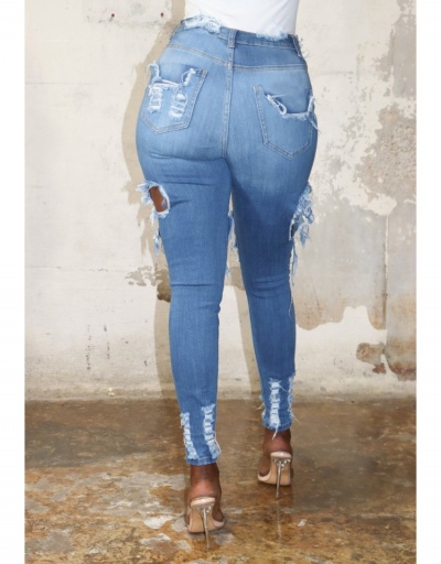 Replica Ripped Hollow Out Denim Pencil Jeans For Women #795535 $30.35 USD for Wholesale