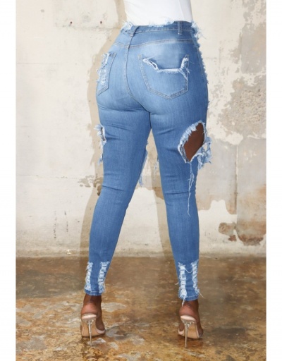 Replica Ripped Hollow Out Denim Pencil Jeans For Women #795535 $30.35 USD for Wholesale