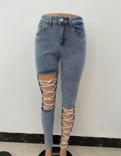 Replica Street Hollow Out  Pencil Denim Jean Pants #795537 $32.76 USD for Wholesale