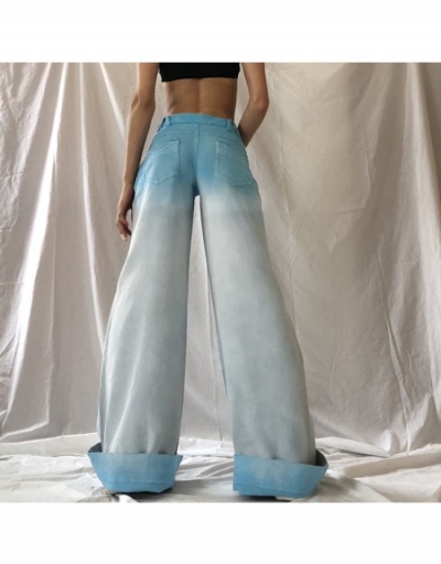 Replica Trendy Gradient Color Wide Leg Jeans For Women #795541 $35.70 USD for Wholesale