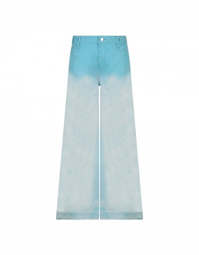 Replica Trendy Gradient Color Wide Leg Jeans For Women #795541 $35.70 USD for Wholesale