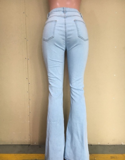 Replica Blue Ripped Hollow Out Bootcut Jean Pants #795542 $32.66 USD for Wholesale