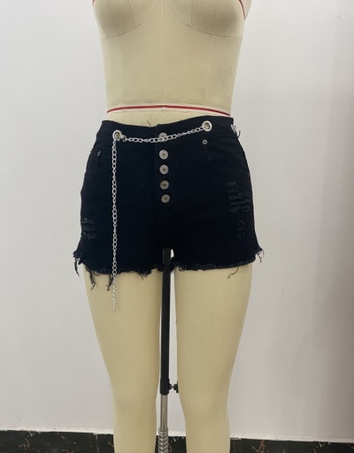 Replica Fashion Casual Black Denim Shorts For Women #795546 $20.03 USD for Wholesale