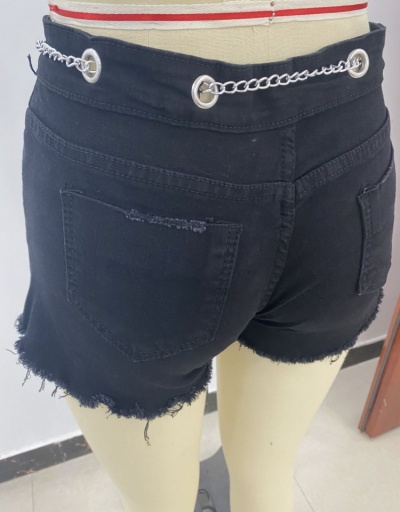 Replica Fashion Casual Black Denim Shorts For Women #795546 $20.03 USD for Wholesale