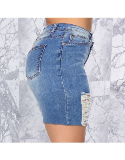 Replica Ripped Deep Blue Pencil Denim Shorts #795549 $21.25 USD for Wholesale