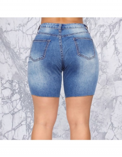 Replica Ripped Deep Blue Pencil Denim Shorts #795549 $21.25 USD for Wholesale