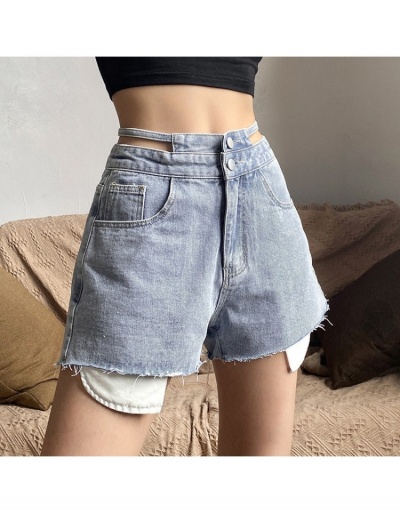 Ladies Blue High Waist Denim Shorts #795553 $27.03 USD, Wholesale Fashion Jeans