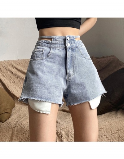 Replica Ladies Blue High Waist Denim Shorts #795553 $27.03 USD for Wholesale