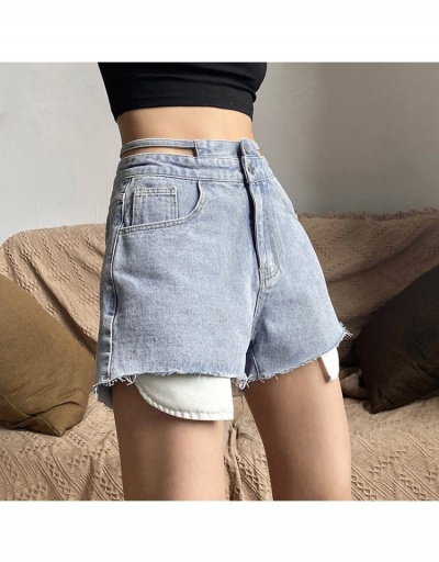 Replica Ladies Blue High Waist Denim Shorts #795553 $27.03 USD for Wholesale