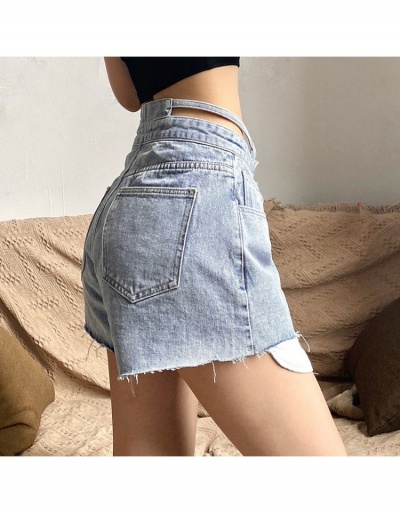 Replica Ladies Blue High Waist Denim Shorts #795553 $27.03 USD for Wholesale