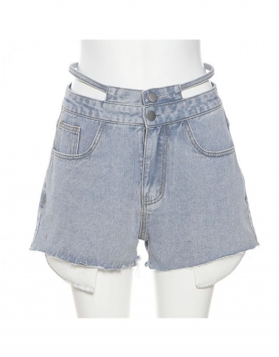 Replica Ladies Blue High Waist Denim Shorts #795553 $27.03 USD for Wholesale