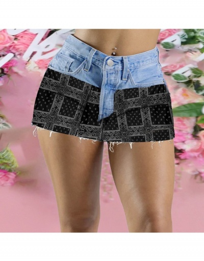  Fashion Casual Plaid Patch Denim Shorts For Women #795554 $21.63 USD, Wholesale Fashion Jeans