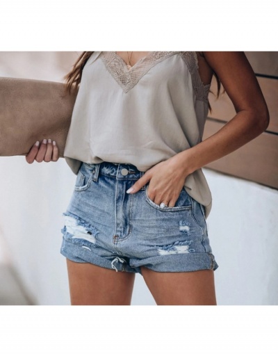 Replica Street Style Hole Design Zipper Up Denim Short Pant  #795561 $19.87 USD for Wholesale