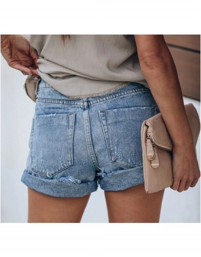 Replica Street Style Hole Design Zipper Up Denim Short Pant  #795561 $19.87 USD for Wholesale